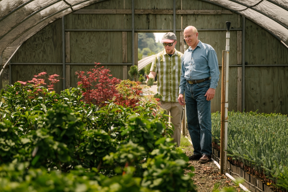 Mark Shull in greenhouse