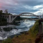 Historical Arch bridge over Willamette River in Oregon City, Oregon-cm